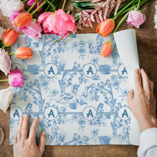 Papier Cadeau Toile bleue et blanche