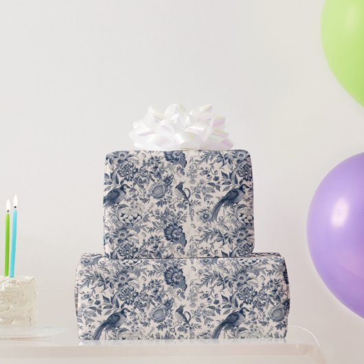 Papier Cadeau Toile bleue vintage Fleurie (Cadeaux de fête)