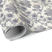 Papier Cadeau Toile Botanique | Hydrangea & Holly de Mer (Coin rond)