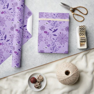 Papier Cadeau toile d'araignée Halloween Élégant violet