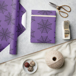 Papier Cadeau Toile d'araignée Halloween noir violet gothique ef