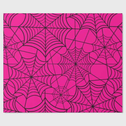 Papier Cadeau toile d'araignée rose-chaud halloween (Plat)