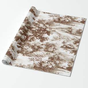 Papier Cadeau Toile de campagne vintage récolte de citrouille (1