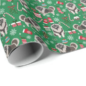 Papier Cadeau Toile de chien de Noël Keeshond (Coin rond)