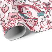 Papier Cadeau Toile de Cupid : Amour et Romance Saint-Valentin (Coin rond)