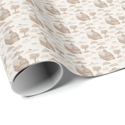 Papier Cadeau Toile de ferme (Kaki) (Coin rond)