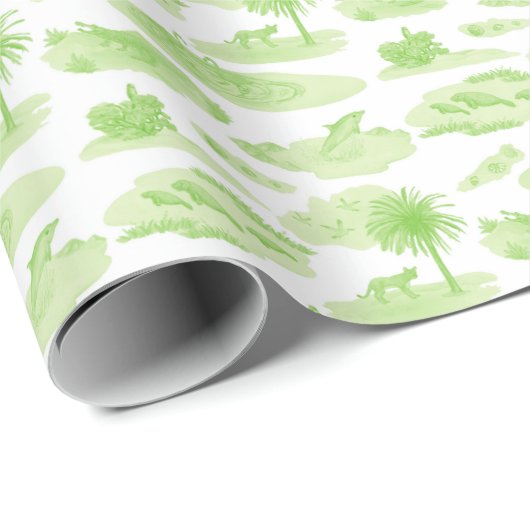 Papier cadeau Toile de Floride (vert citron) (Coin rond)
