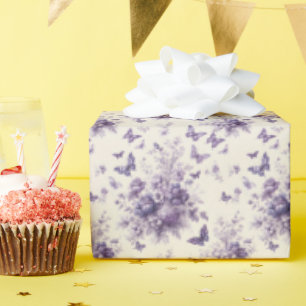 Papier Cadeau Toile de France Fleurie Papillons pourpres