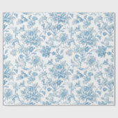 Papier Cadeau Toile-de-jouy Chinoiseries Blue Floral Pattern (Plat)