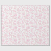 Papier Cadeau Toile de Jouy Safari animaux rose vif élégant (Plat)