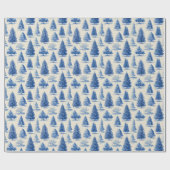 Papier Cadeau toile de Noël bleue (Plat)