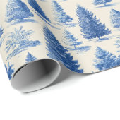 Papier Cadeau toile de Noël bleue (Coin rond)