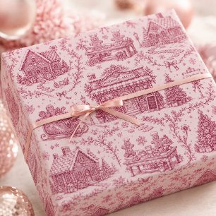 Papier Cadeau Toile de Noël de boulangerie de pain d'épice rose