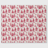 Papier Cadeau Toile de Noël rouge (Plat)