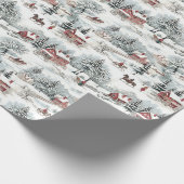 Papier Cadeau Toile de Noël Village Paysage Maison de vacances A (Coin)