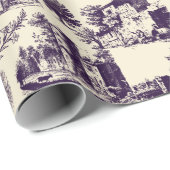 Papier Cadeau Toile de paysage d'aubergines (Coin rond)