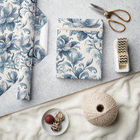 Toile Fleurie Bleue Élégante Vintage