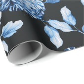 Papier Cadeau Toile Florale Bleu noir Ombre Arrière - plan (Coin rond)