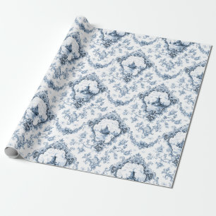 Papier Cadeau Toile florale gravée avec moulin à vent et batea