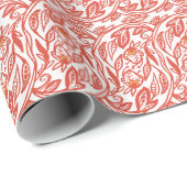 Papier Cadeau Toile florale rouge (Coin rond)