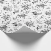 Papier Cadeau Toile Noire De Jouy Vintage Floral Chinoiserie (Coin)