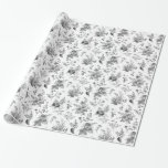 Papier Cadeau Toile Noire De Jouy Vintage Floral Chinoiserie<br><div class="desc">Transformez votre fête avec notre collection de décors de la soirée Toile noire de Jouy. Cette élégante chinoiserie présente des fleurs sauvages, des oiseaux et des papillons de la chinoiserie, tous méticuleusement conçus pour créer une atmosphère sophistiquée et intemporelle. Avec des fleurs détaillées et une palette noir et blanc intemporelle,...</div>