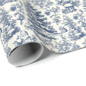 Papier Cadeau Toile Père Noël de Noël bleu (Coin rond)