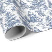 Papier Cadeau Toile Père Noël de Noël bleu (Coin rond)