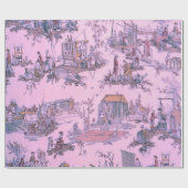 Papier Cadeau Toile rose de Jouy Chinoiserie Découpage (Plat)