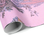 Papier Cadeau Toile rose de Jouy Chinoiserie Découpage (Coin rond)