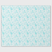 Papier Cadeau Toile turquoise Florale (Plat)