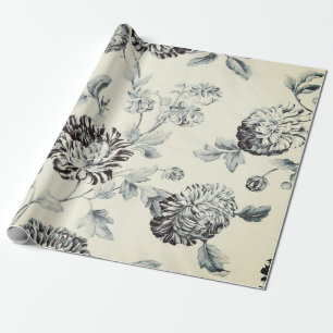 Papier Cadeau Toile végétale Vintage d'antan gris