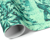 Papier Cadeau Toile Verte Rococo Découpage de style rustique (Coin rond)