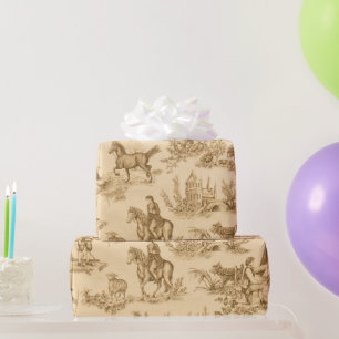 Papier Cadeau Toile victorienne marron et ivoire vintage