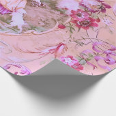 Papier Cadeau Toile victorienne Rococo Style Floral rose Découpa (Coin)