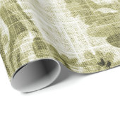 Papier Cadeau Toile Vintage d'olive vert no 4 (Coin rond)