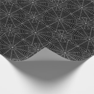 Papier Cadeau Toiles d'araignée de Halloween sur le noir