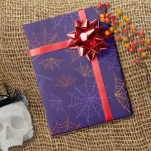 Papier Cadeau Toiles d'araignées d'une ligne Motif Halloween