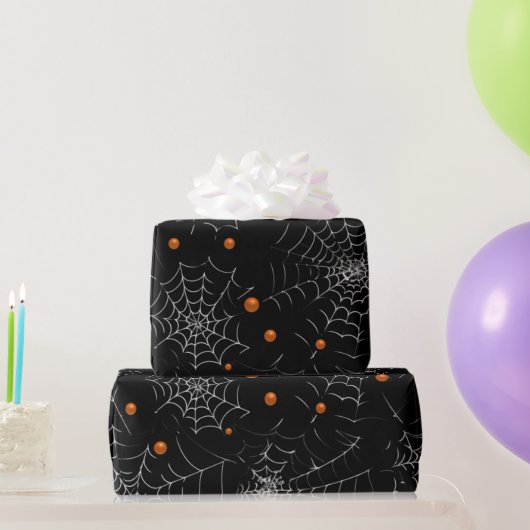 Papier Cadeau Toiles d'araignées et points modernes Halloween no (Cadeaux de fête)
