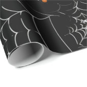 Papier Cadeau Toiles d'araignées et points modernes Halloween no (Coin rond)