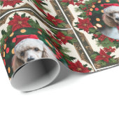 Papier Cadeau Ton chien de Noël Photo Red Green (Coin rond)