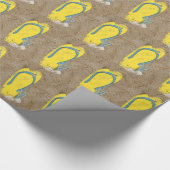 Papier Cadeau tongs jaunes dans le sable (Coin)