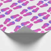 Papier Cadeau tongs roses avec fleur bleue (Coin)