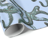 Papier Cadeau Tonnerre octopus bleu (Coin rond)