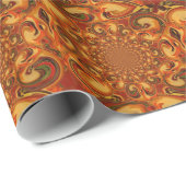 Papier Cadeau Tons Abstraits orange, marron et vert (Coin rond)