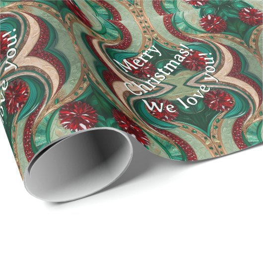 Papier Cadeau Tons bijoux de Noël (Coin rond)