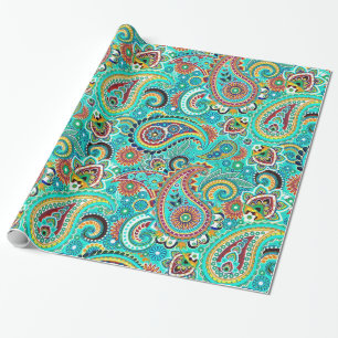 Papier Cadeau Tons cool Coloré Retro Paisley