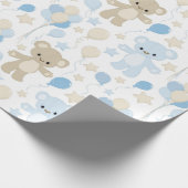 PAPIER CADEAU TONS DE BLEU & TAN NOUNOURS & BALLONS (Coin)