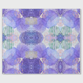 Papier Cadeau Tons de lavande et de fleurs Abstraites vertes (Plat)