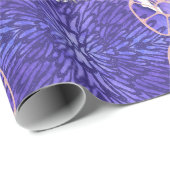 Papier Cadeau Tons de lavande et de fleurs Abstraites vertes (Coin rond)